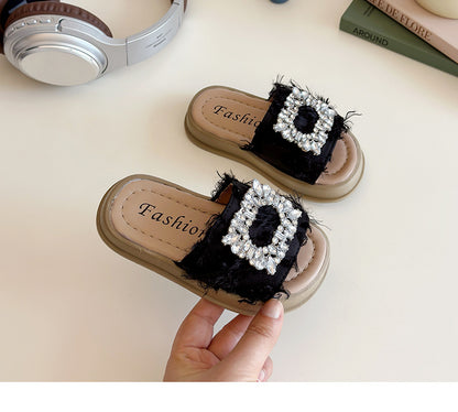 Chanclas con diamantes de imitación para niñas 