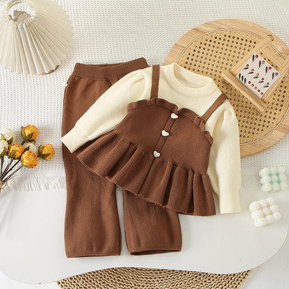 Girls' Knitting Set with Little Hearts