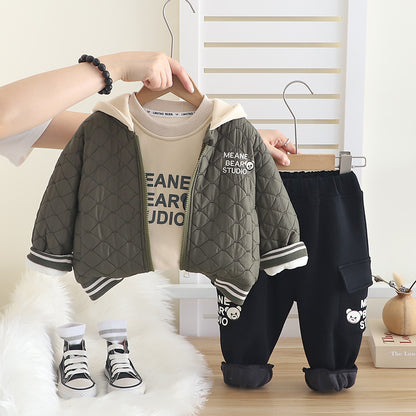 Children's Winter Set, 3 Pieces, Teddy Bear Design