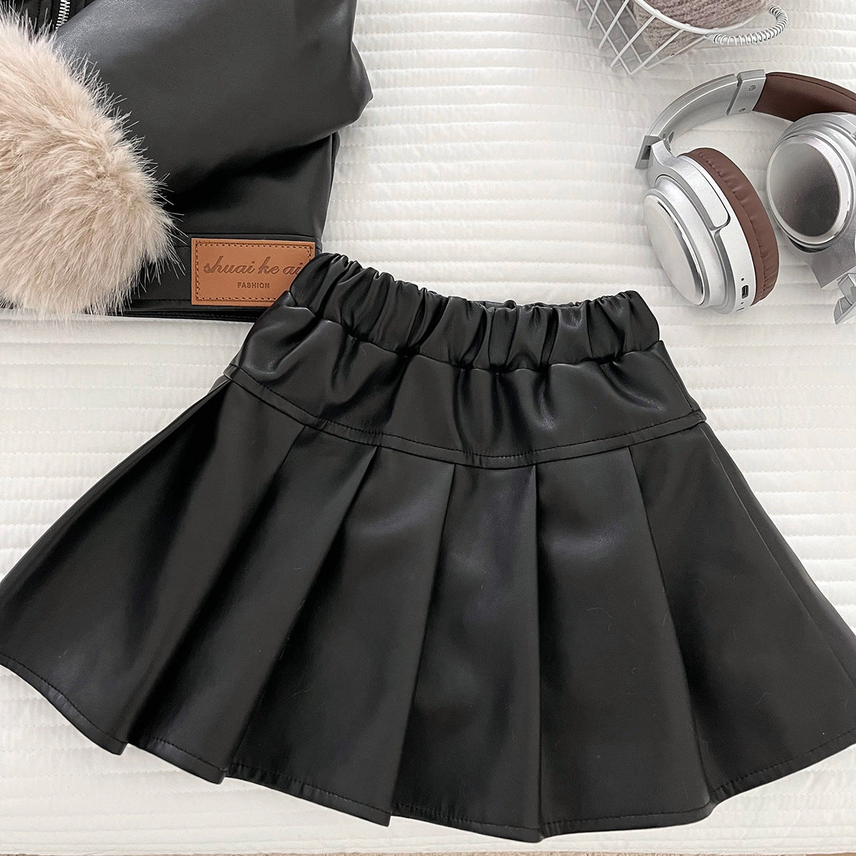 Children's Set in Faux Leather and Faux Fur