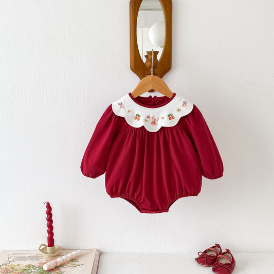 Body rojo para niña con cuello 