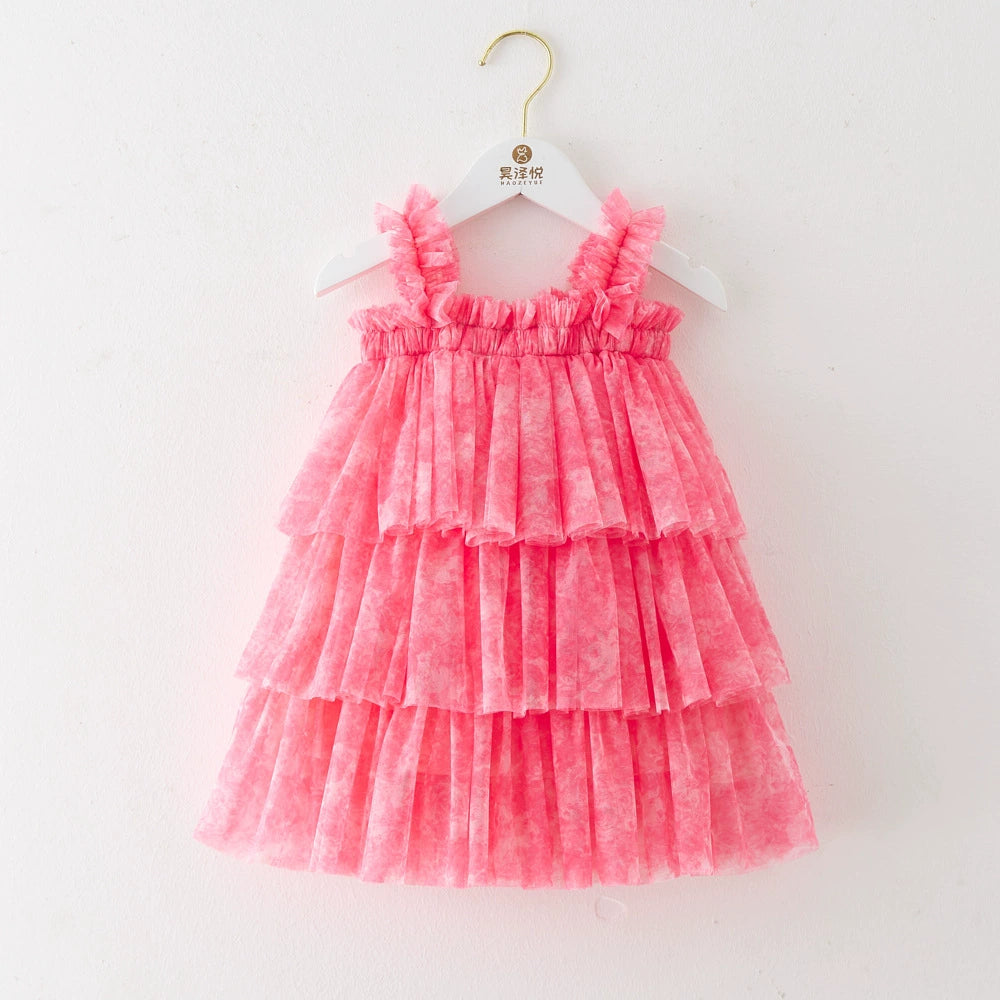 Children's Layered Tulle Dress with Flowers