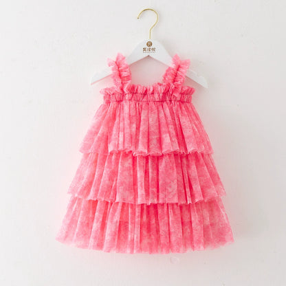 Children's Layered Tulle Dress with Flowers