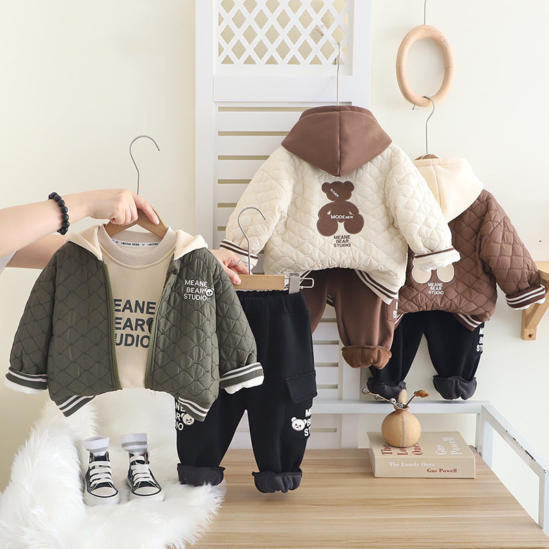 Children's Winter Set, 3 Pieces, Teddy Bear Design