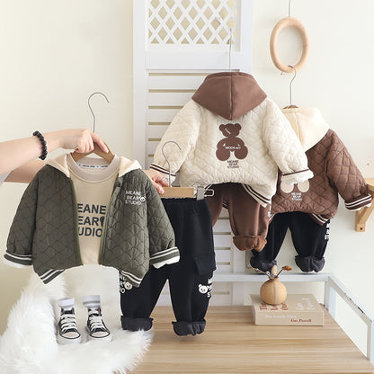 Children's Winter Set, 3 Pieces, Teddy Bear Design