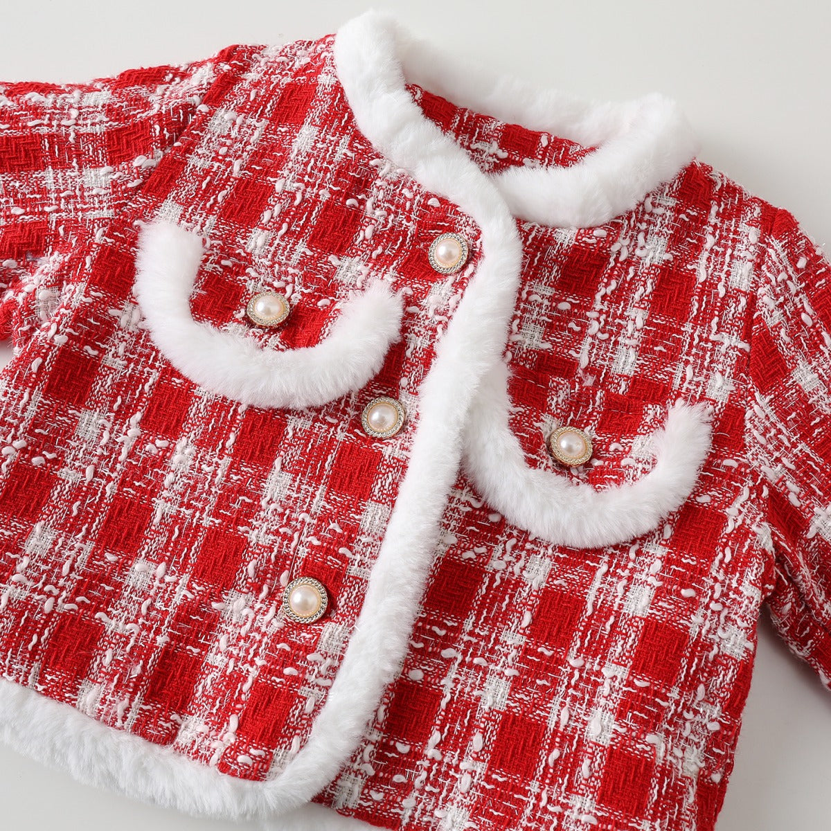 Girls' Set with Buttons and Faux Fur