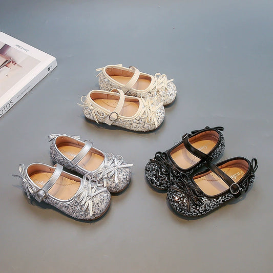 Children's Shoes with Glitter and Bows