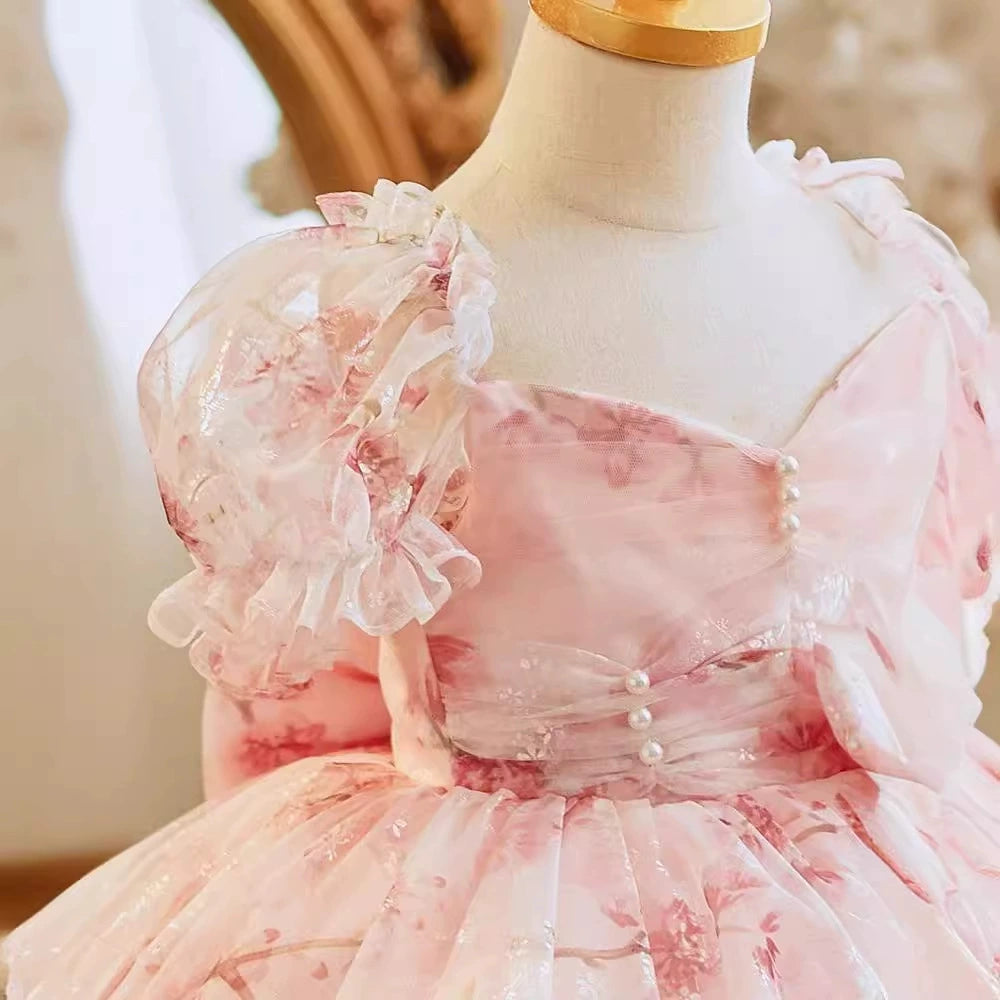 Children's Floral Bow Party Dress