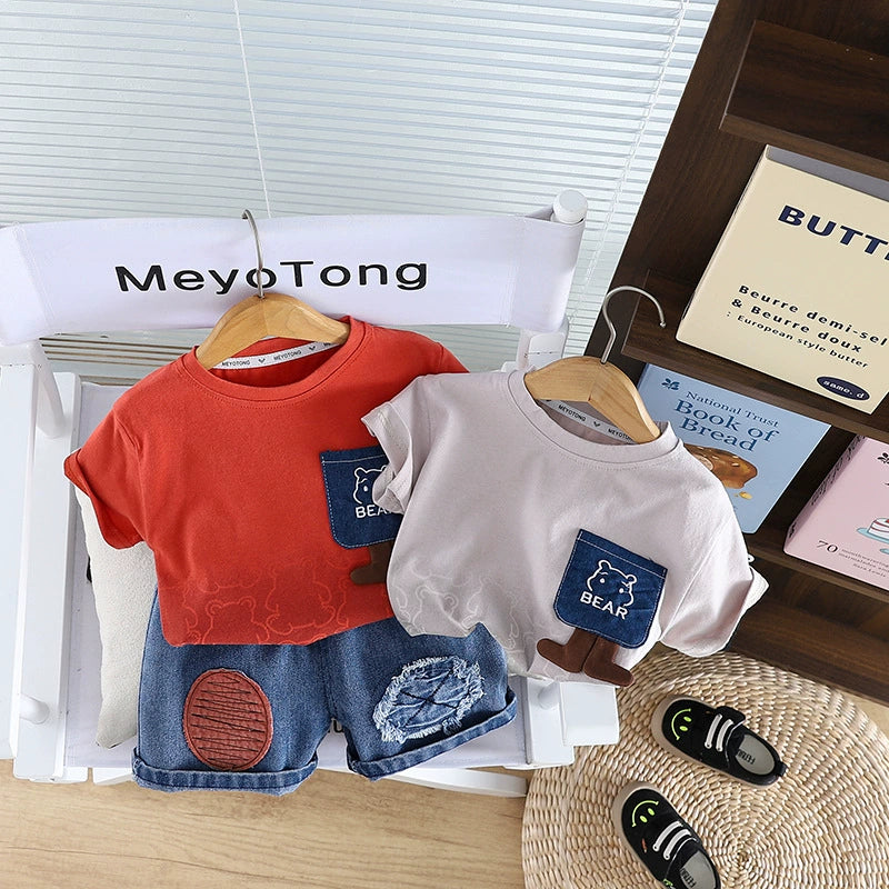 Boys' Outfit with Teddy Bear and Jeans