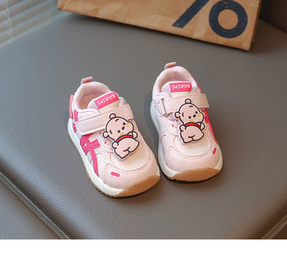 Children's Sneakers with Velcro and Teddy Bear Design