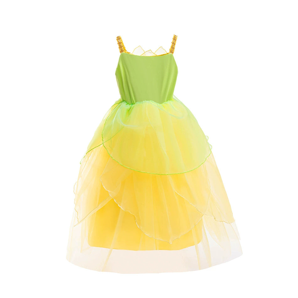 Green sequined party dress + accessories