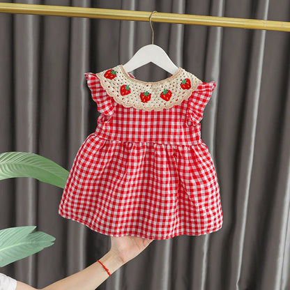 Kids' Gingham Strawberry Dress