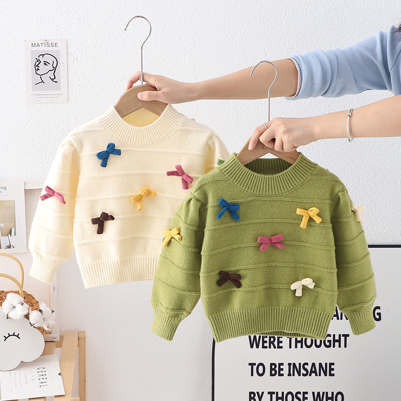 Blusa de punto con lazo para mujer y niña 