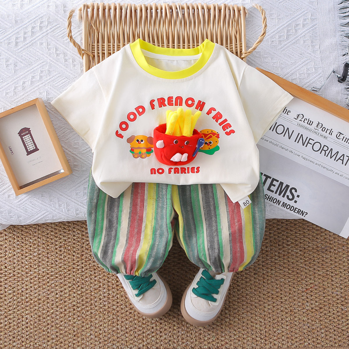 طقم مخطط للأولاد - طبعة البطاطس 