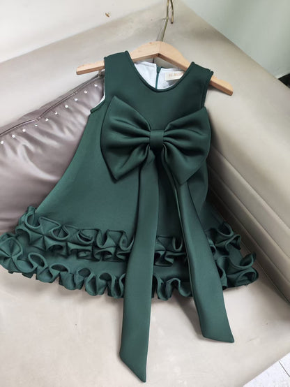 Children's Dress with Ruffles and Bow Hem