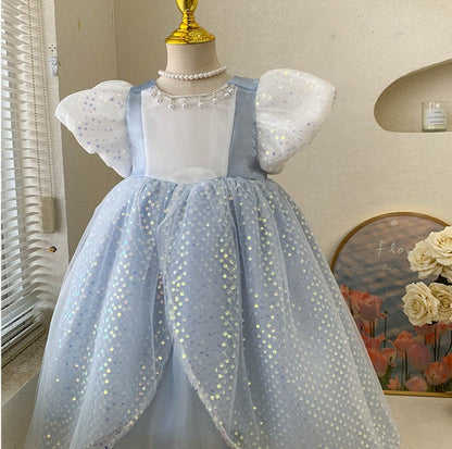 Vestido de lentejuelas azules para niños 