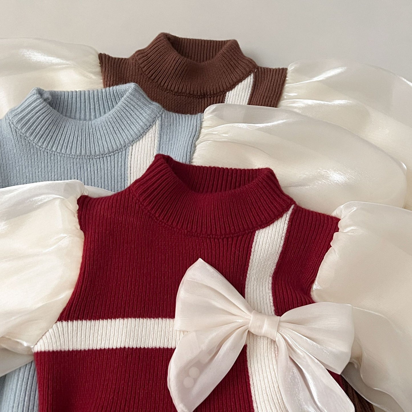 Children's Dress with Bow and Puff Sleeves