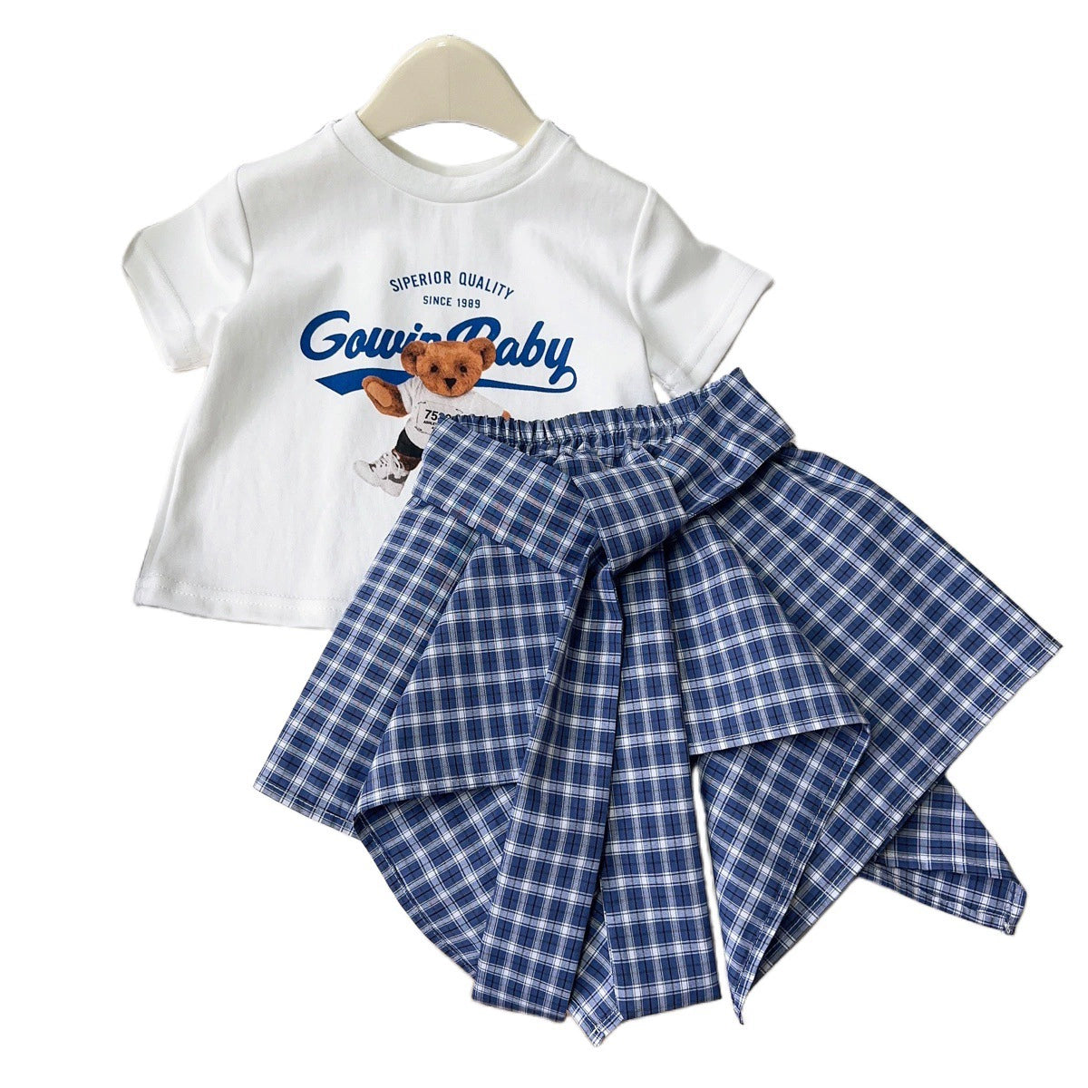 Girls' Teddy Bear and Checkered Outfit