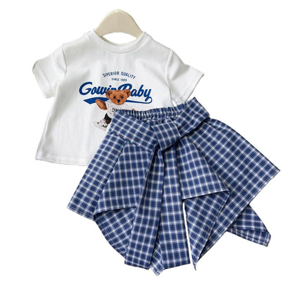 Girls' Teddy Bear and Checkered Outfit