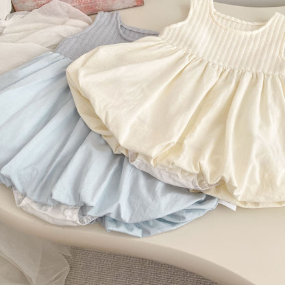 Girls' Outfit Set: Cardigan + Balloon Dress