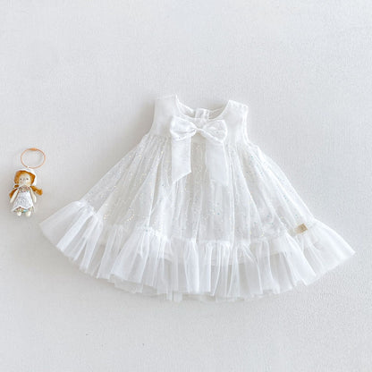 Children's Dress in Sparkly Tulle with Bow
