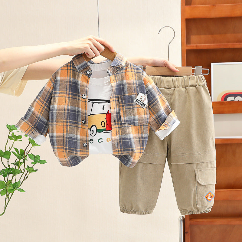 Conjunto de 3 piezas a cuadros para niño 