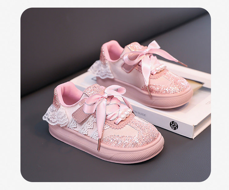 Children's Sneakers with Lace and Glitter