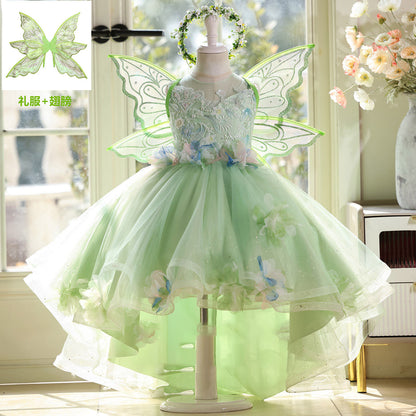 Green Tulle Tail Tuxedo Up Dance Party Evening Dress