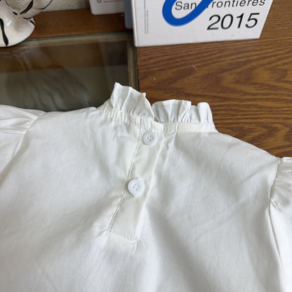 White Ruffled Girls' T-shirt