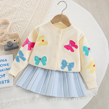 Girls' Knit Set with Bows