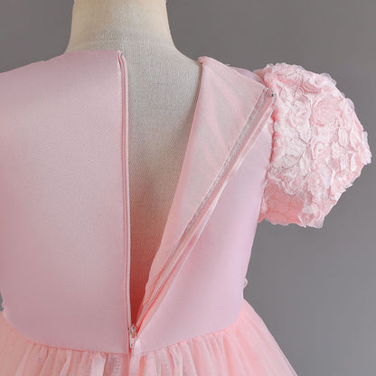 Vestido de fiesta infantil con flores de tul 