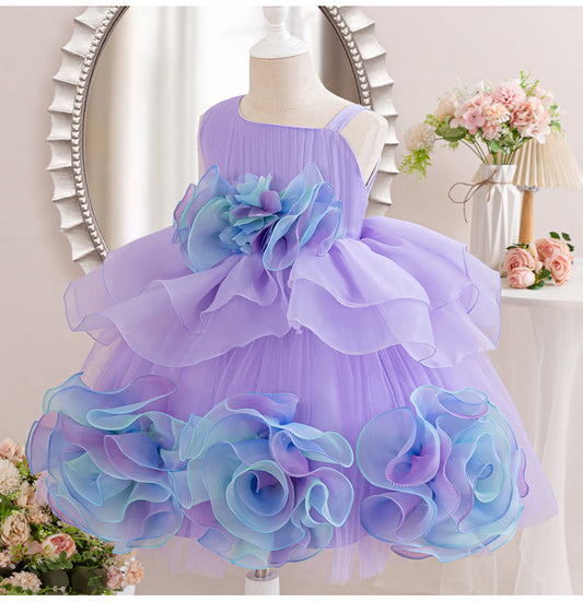 Floral Puffy Children's Party Dress