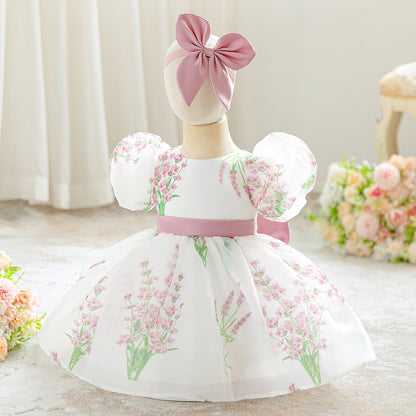 فستان حفلات منتفخ بالزهور للأطفال 