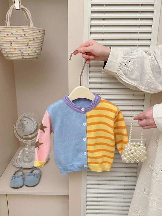 Children's Knitted Sweater with Stripes and Stars