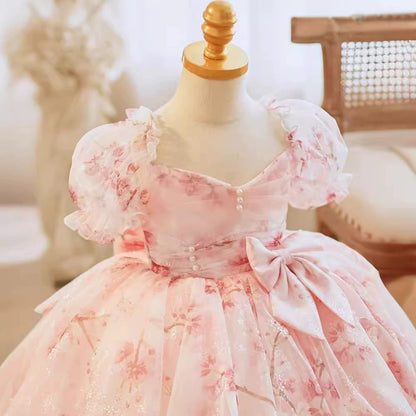 Children's Floral Bow Party Dress