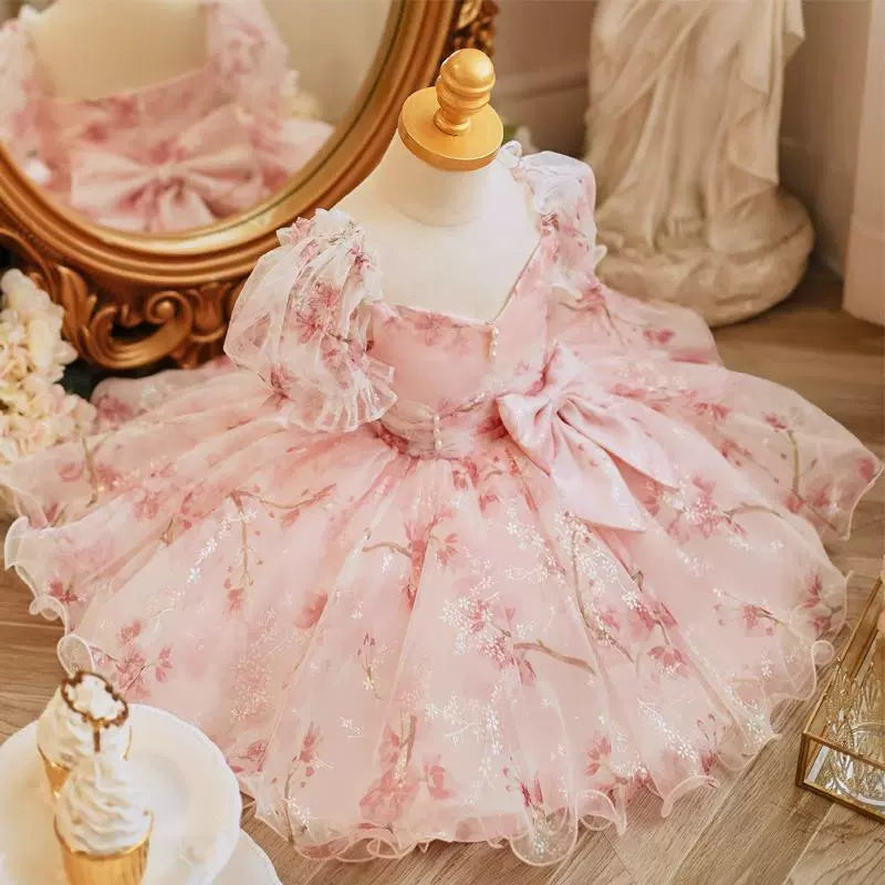Children's Floral Bow Party Dress