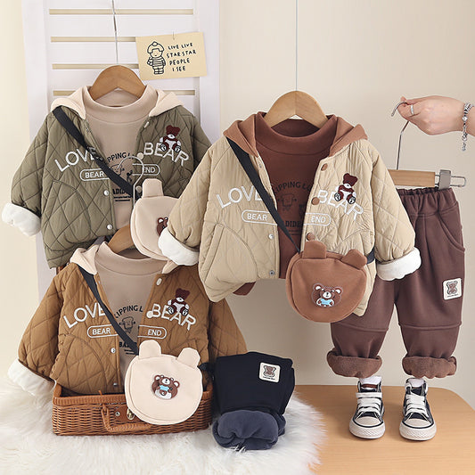 Children's Winter Set, 3 Pieces, Teddy Bear Design