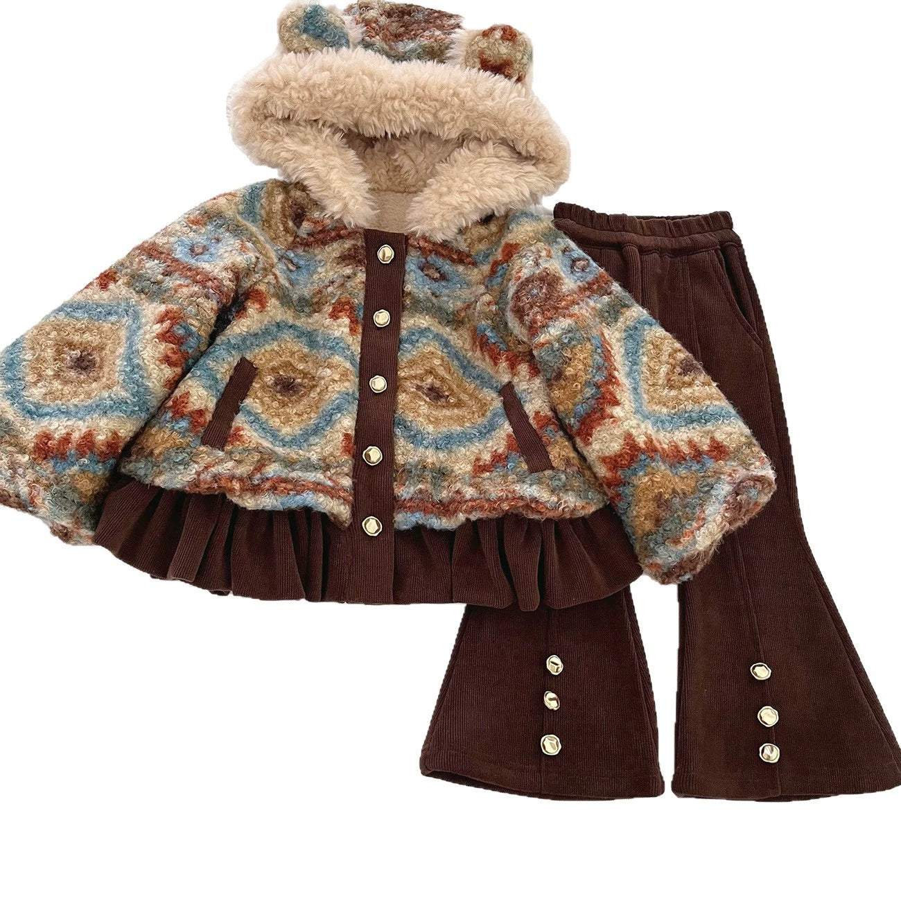 Girls' Super Warm Button-Down Set