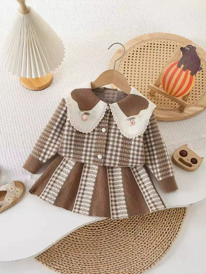 Girls' Plaid Knit Set