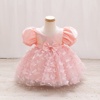 Children's Party Dress with Butterflies and Bows