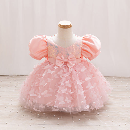 Children's Party Dress with Butterflies and Bows