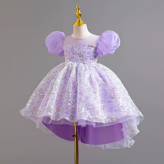 Vestido infantil con flores brillantes 