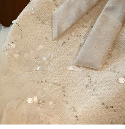 Dress with Embroidered Blouse and Ruffle