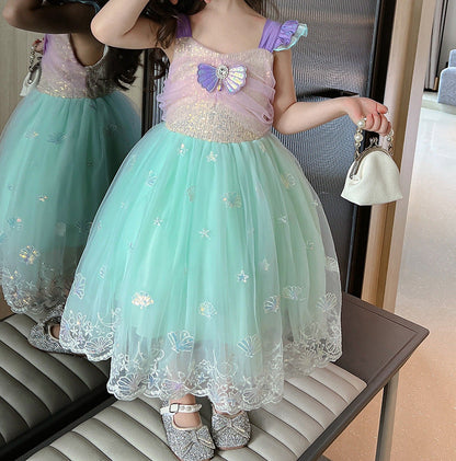 Children's Dress with Sparkling Sea Print