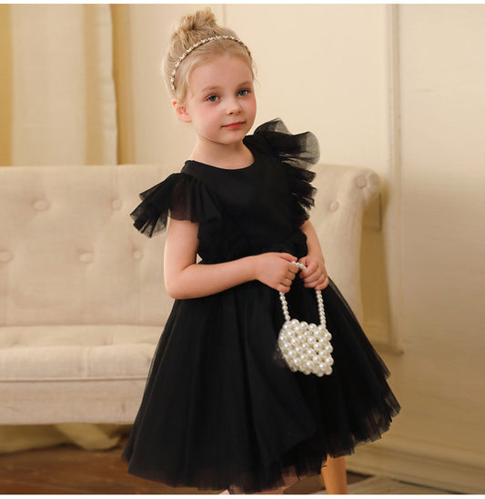 Vestido infantil de tul con mangas voladoras 