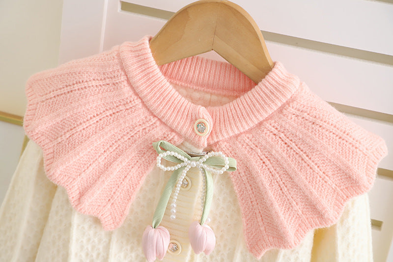 Children's Knitted Set with Bow and Flower