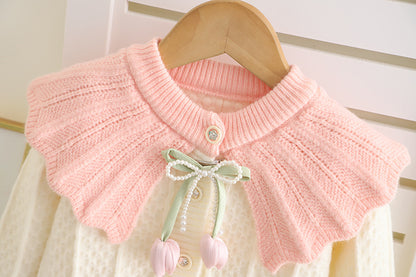 Children's Knitted Set with Bow and Flower