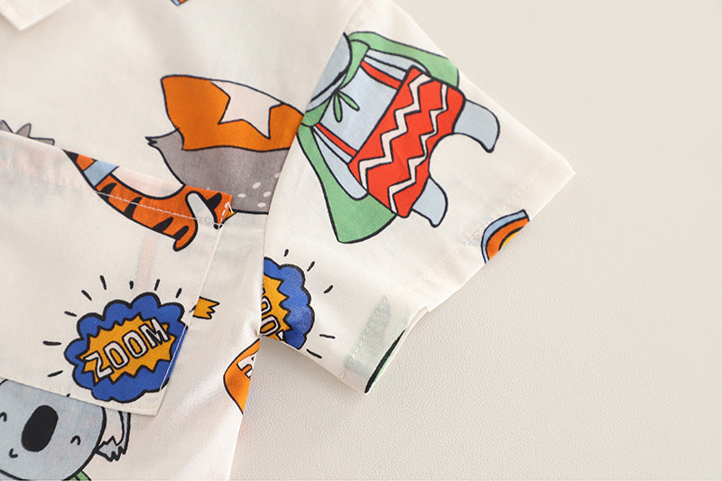 Boys' Outfit Set with Animal Print Shirt