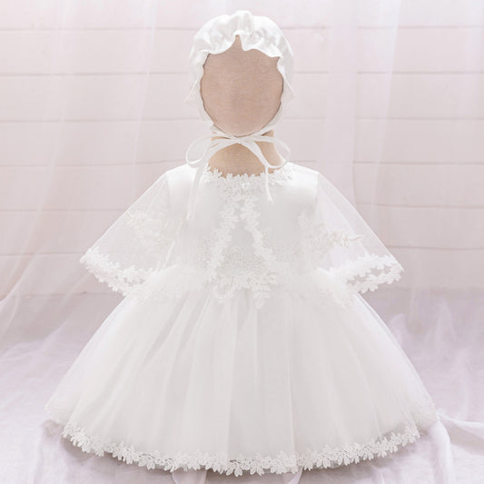 Vestido infantil de lujo con bordado de flores 