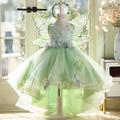 Green Tulle Tail Tuxedo Up Dance Party Evening Dress